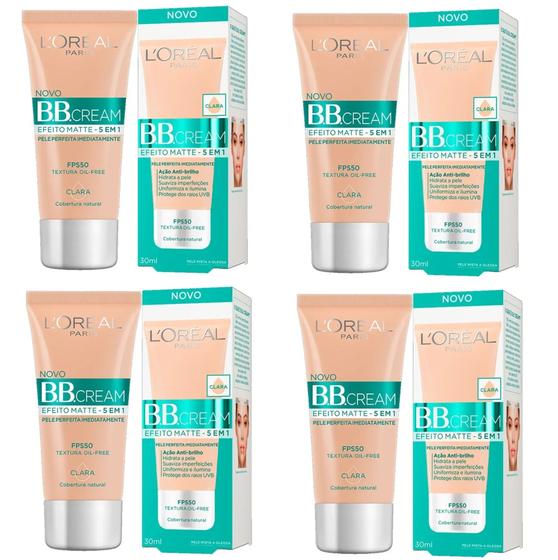 Imagem de Kit 4 B.B Cream Efeito Matte 5 em 1 30ml Cor Clara - Loréal Paris
