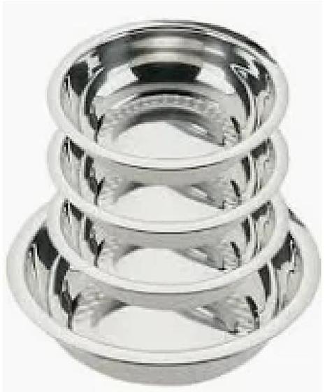 Imagem de Kit 4 Bacias Tigela Bowl De Inox - 24,5 Cm/24 Cm/22 Cm/15 Cm