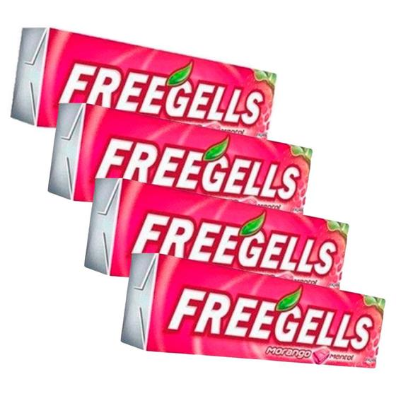 Imagem de Kit 4 Bala Freegells Sabor Morango Drops 27,9g