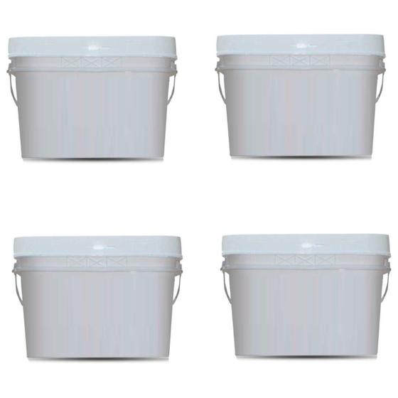 Imagem de Kit 4 Baldes Retangular 10 Litros Com Alça E Tampa Branco