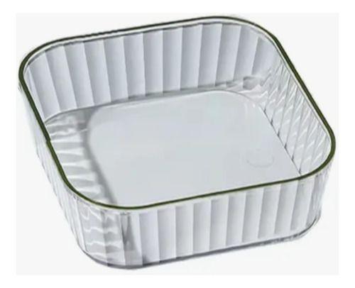 Imagem de Kit 4 Bandeja De Plástico Quadrada Transparente Multiuso