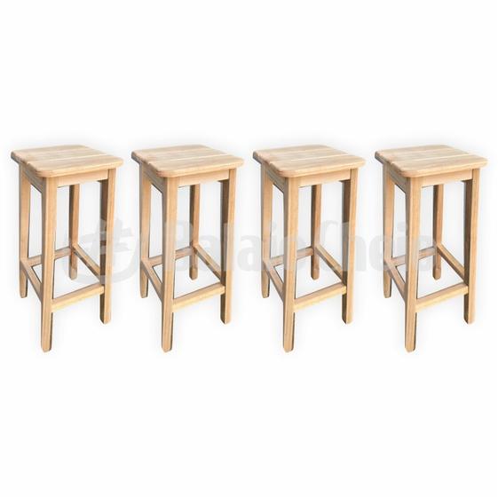 Imagem de Kit 4 Banquetas Alta Reforçada de Madeira Eucalipto sem pintura