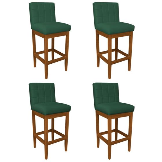 Kit 4 Banquetas Alta Sueli Base Madeira Maciça Estofada Suede Verde Bandeira Menor preço em Kit 4 Banquetas Alta Sueli Base Madeira Maciça Estofada Suede Verde Bandeira