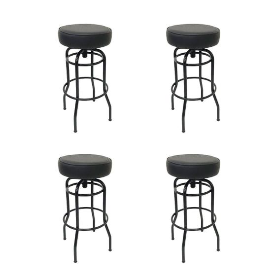 Imagem de Kit 4 Banquetas Bar Altura 74cm Giratória Preta Assento Preto