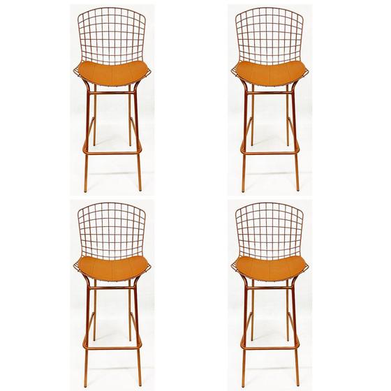 Kit 4 Banquetas BERTÓIA cobre tubular altura 70cm - Poltronas do Sul Imagem de Kit 4 Banquetas BERTÓIA cobre tubular altura 70cm - Poltronas do Sul