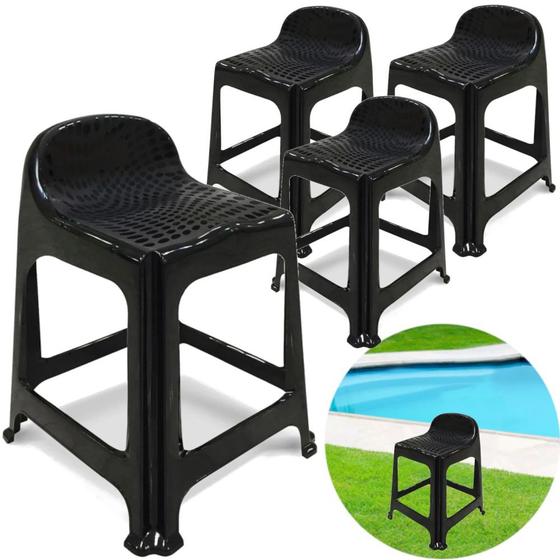 Kit 4 Banquetas de Plastico com Encosto Preta Arqplast - Móveis de ...