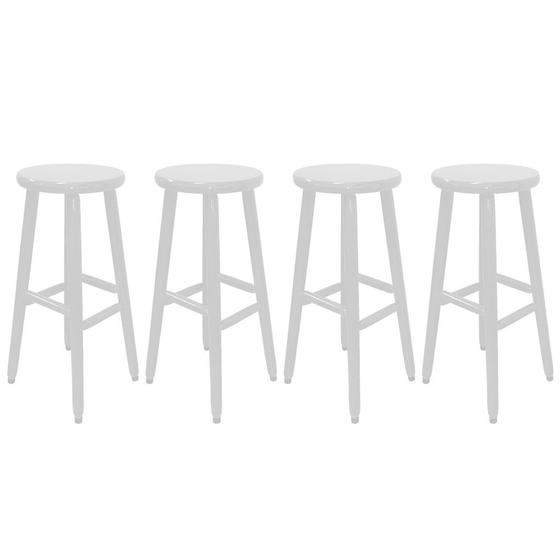 Kit 4 Banquetas Fixa de Madeira Banco Alto Country Branco Para Cozinha Menor preço em Kit 4 Banquetas Fixa de Madeira Banco Alto Country Branco Para Cozinha