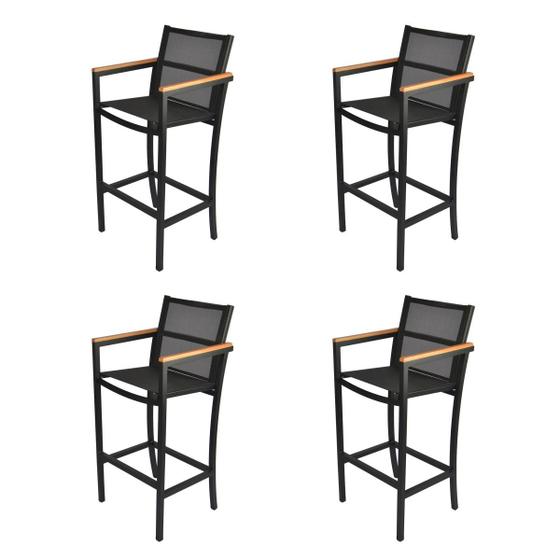 Imagem de Kit 4 Banquetas Preta Alta Para Balcão Cozinha Amélia