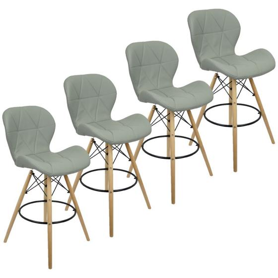 Imagem de Kit 4 Banquetas Slim Eiffel Wood Estofada - Cinza