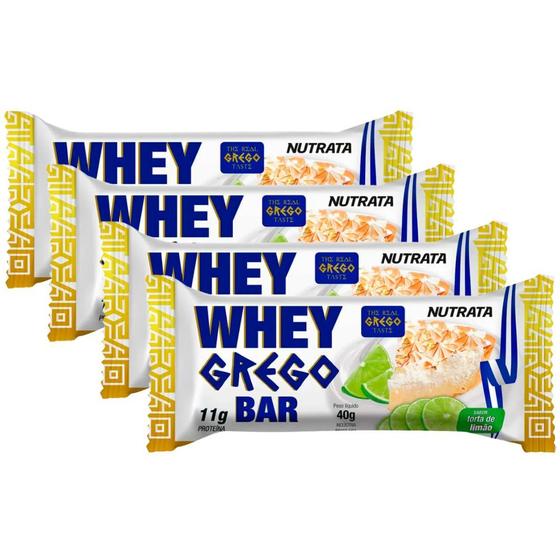 Imagem de Kit 4 Barra de Proteína Whey Grego Bar Nutrata Sabor Torta de Limão com 11g de Proteína 40g