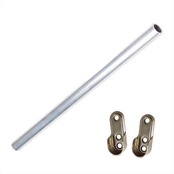 Imagem de Kit 4 Barra Tubo Churrasqueira Aluminio 50cm Suportes Aço