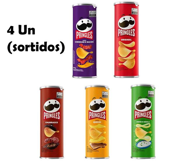 Imagem de Kit 4 Batata Pringles Sabores Tradicionais Sortidos