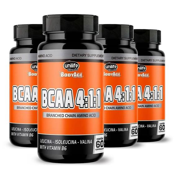 Kit 4 bcaa 60 caps 640 mg unilife BCAA Magazine Luiza
