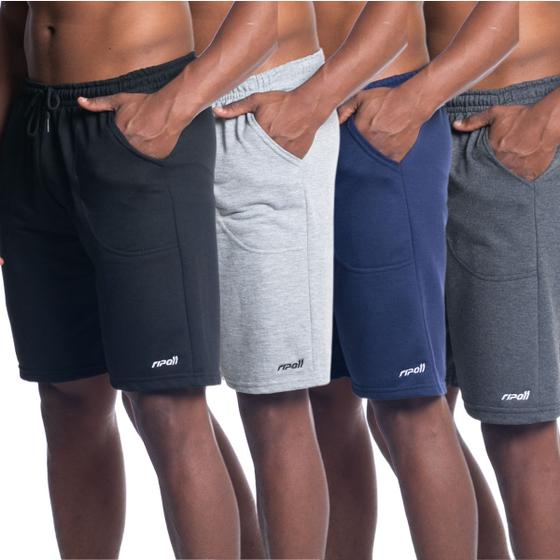 Imagem de Kit 4 Bermuda short masculina de moletom esportivo treino academia