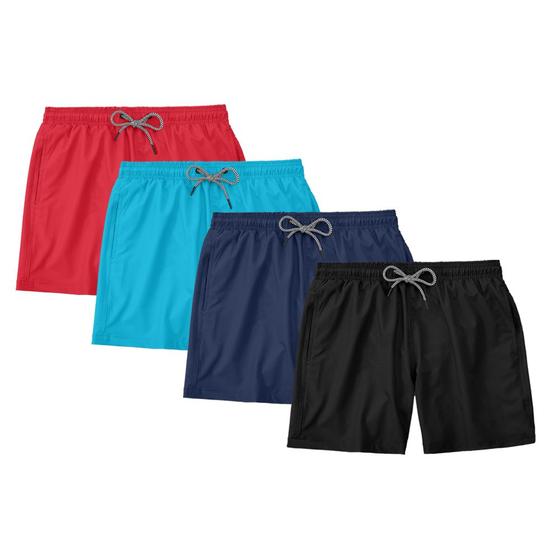 Imagem de Kit 4 Bermudas N.Live Masculina Tactel Short Praia Mauricinho Verão Preto/Chumbo