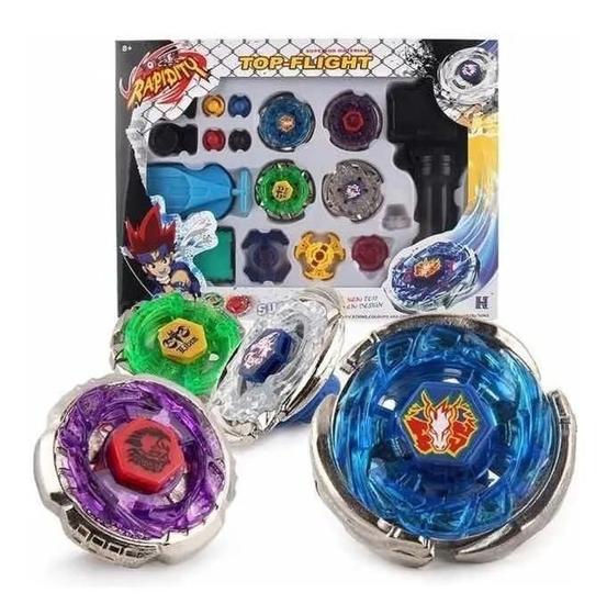 Imagem de Kit 4 Beyblade Metal Fusion Pião C/super Lançador Brinquedos.