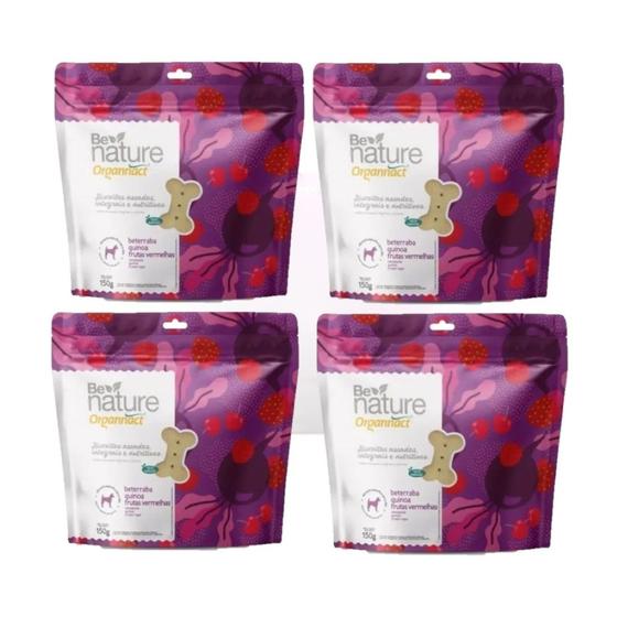 Imagem de Kit 4 Biscoitos P/Cães Be Nature Organnact Beterraba, Quinoa 150g