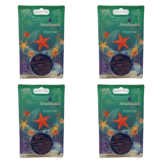 Imagem de Kit 4 Bloco Caixa Acoplada Detergente Sanitário 45g Perfuma Limpa Aromas Senalândia - Envio Já