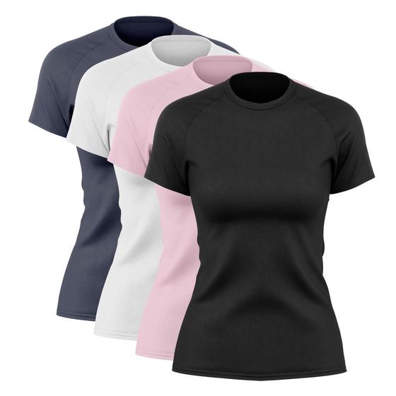 Imagem de Kit 4 Blusas Feminina Dry Academia Camiseta Camisa Esporte