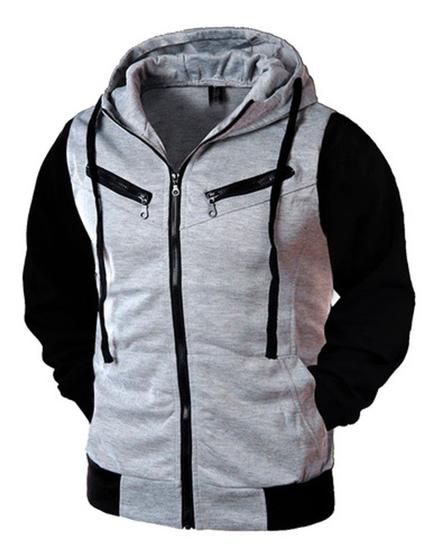 Imagem de Kit 4 blusas moletom canguru com ziper masculino feminino casaco esportivo