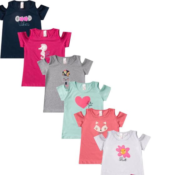 Imagem de Kit 4 blusinha avulsa infantil menina Verão Blusa feminina