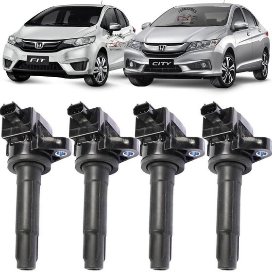 Imagem de Kit 4 Bobina De Ignição Honda Fit City Wr-V 2017 2018 2019