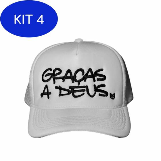 Imagem de Kit 4 Boné Graças A Deus Aba Curva