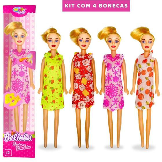 Imagem de Kit 4 Bonecas Brinquedo para Meninas Barato Plástico Criança