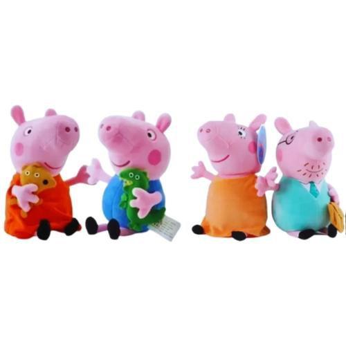 Imagem de Kit 4 Bonecos Pelúcia Familia Peppa Pig 25cm Musical Premium