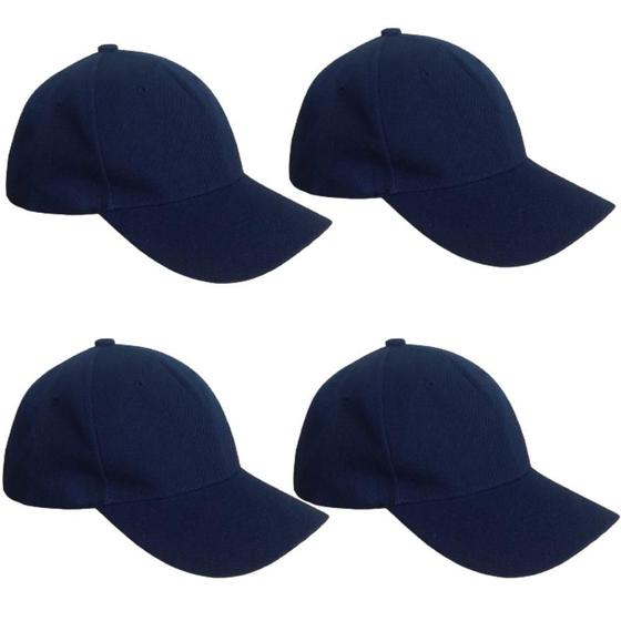 Imagem de Kit 4 Bonés Chapeu Bombeta Ajustável Liso Aba Curva ul