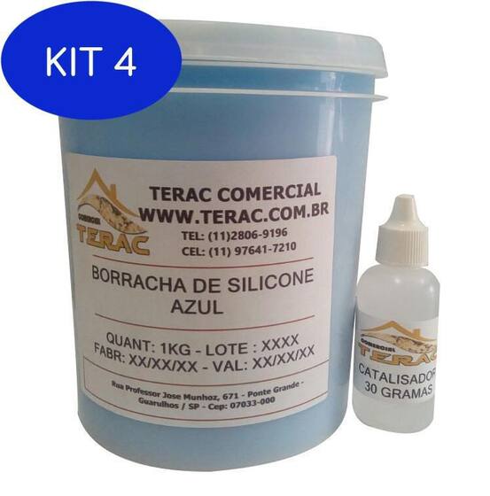 Kit 4 Borracha De Silicone Moldes Azul - 1Kg + Catalisador - - Terac ...