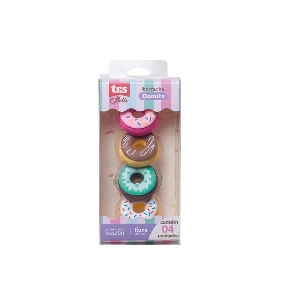 Imagem de Kit 4 Borrachas Escolar Donuts Tris Holic