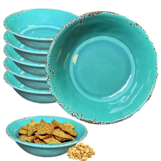Imagem de Kit 4 Bowl Melamina Turquesa 19cm Material Tipo Plastico Grosso Resistente Não Quebra Não Risca Piscina Crianças