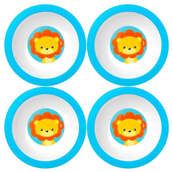 Imagem de Kit 4 Bowls Leão Pratinho Infantil para Alimentação de Bebês e Papinha Buba