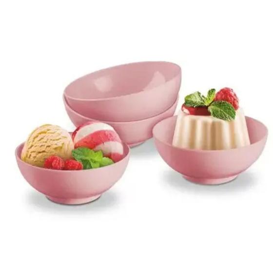 Imagem de Kit 4 Bowls Tigelas 350ml Sobremesa Cores Branco Rosa Usual