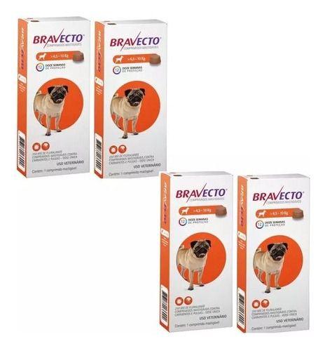 Imagem de Kit 4 Bravecto 4,5 A 10 Kg Cachorro Antipulgas E Carrapatos