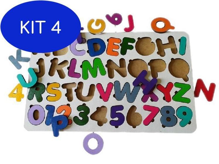 Imagem de Kit 4 Brinquedo Educativo - Tabuleiro De Encaixe Alfabeto