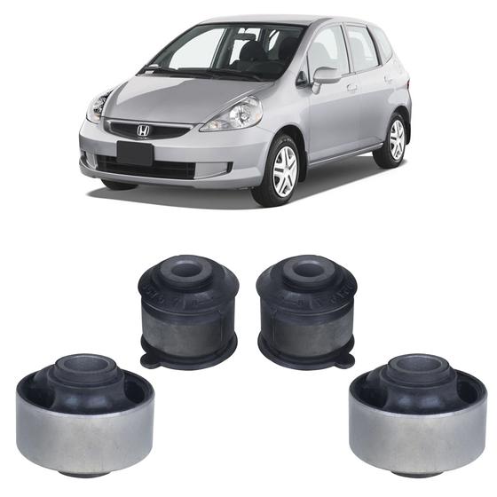 Imagem de Kit 4 Bucha Grande Pequena Balança Honda Fit  2003 2004 2005