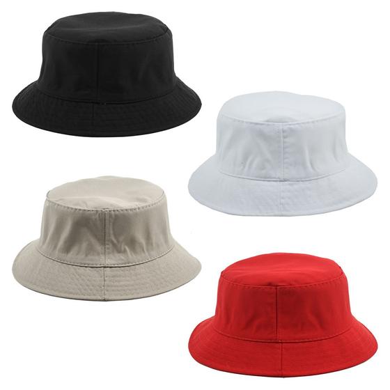 Imagem de Kit 4 Bucket Hat Liso Unissex Preto, Branco, Bege E Vermelho