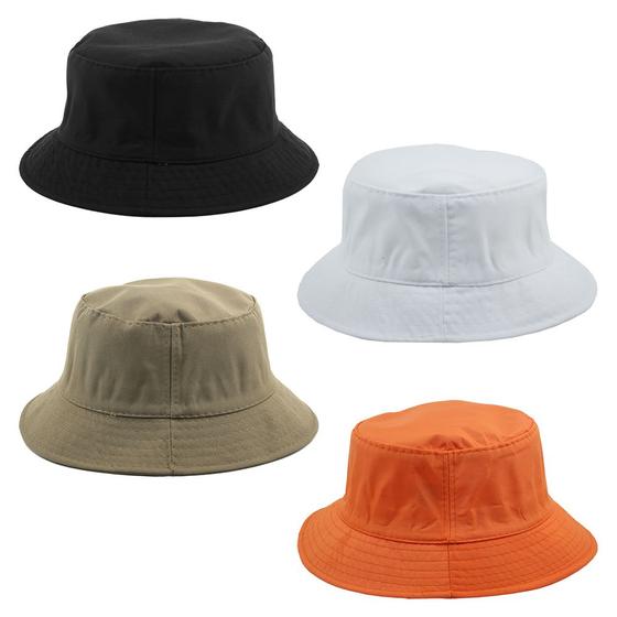 Imagem de Kit 4 Bucket Hat Liso Unissex Preto, Branco, Caqui E Laranja