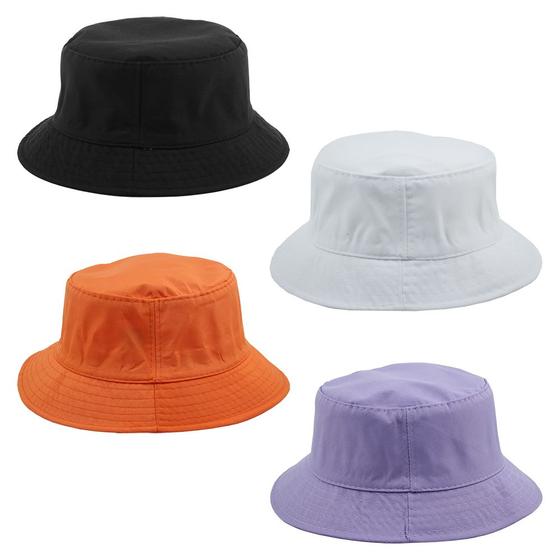 Kit 4 Bucket Hat Liso Unissex Preto, Branco, Laranja E Lilas - Odell Vendas