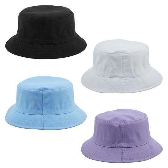 Imagem de Kit 4 Bucket Liso Unissex Preto, Branco, Azul Claro E Lilas