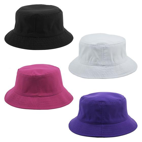 Imagem de Kit 4 Bucket Liso Unissex Preto, Branco, Pink E Roxo Chapeu