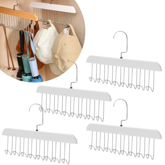Imagem de Kit 4 Cabide Organizador Com Ganchos p/ Guarda Roupas Bonés Cintos Gravatas Bolsas Sutiã