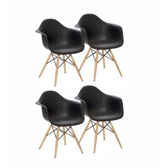 Imagem de Kit 4 Cadeira Charles Eames Eiffel Com Braço Preto