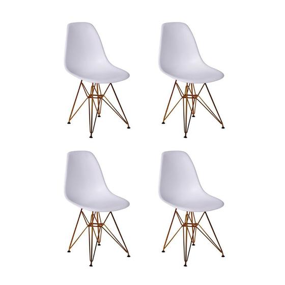 Imagem de kit 4 Cadeira Charles Eames Ferro Cobre Assento Branco