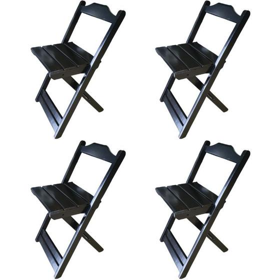 Imagem de Kit 4 Cadeira Dobrável De Madeira Maciça Bar Área Externa