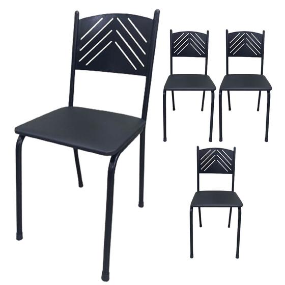 Imagem de Kit 4 Cadeira Preta para Cozinha Jantar com Assento Preto