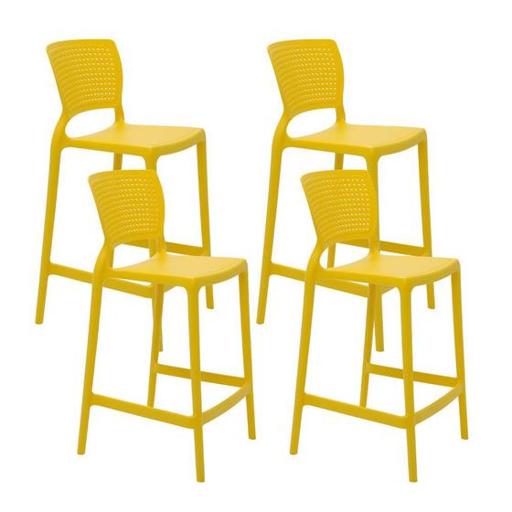 Imagem de Kit 4 Cadeiras Alta Safira Summa Polipropileno Tramontina Amarela
