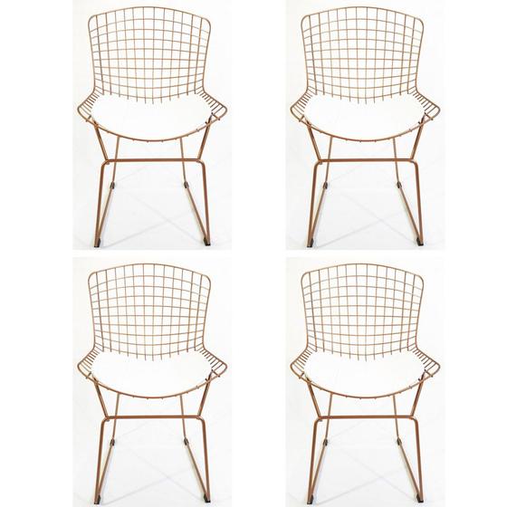 Imagem de Kit 4 Cadeiras BERTOIA cobre assento branco - Poltronas do Sul